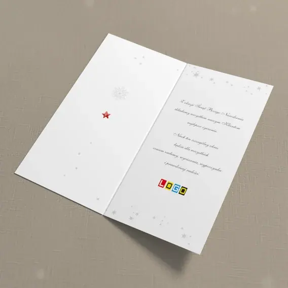 Kartka świąteczna z logo BN3-012 Szronowy krąg w czerwieni, wnętrze