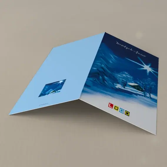 Kartka świąteczna z logo BN3-018 Samotny domek w błękitnej nocy, tył