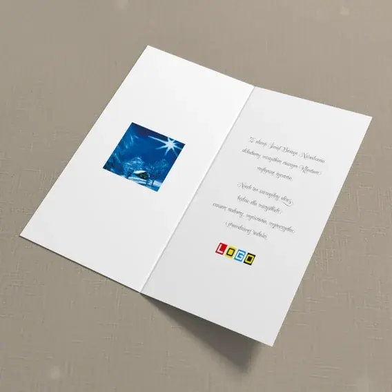 Kartka świąteczna z logo BN3-018 Samotny domek w błękitnej nocy, wnętrze