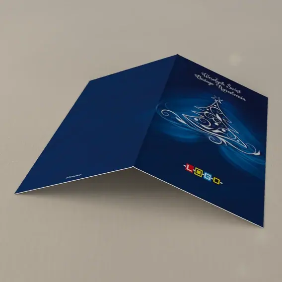 Kartka świąteczna z logo BN3-019 Ornamentalna jodła z kropek, tył