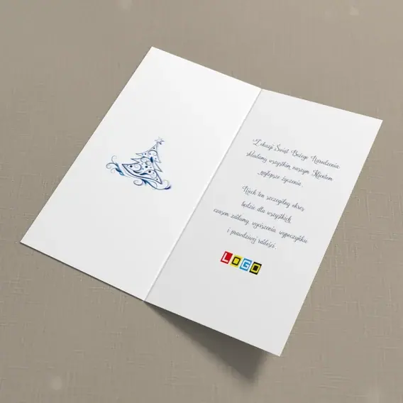 Kartka świąteczna z logo BN3-019 Ornamentalna jodła z kropek, wnętrze