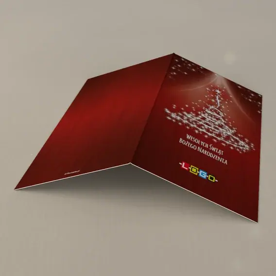 Kartka świąteczna z logo BN3-020 Iskry w czerwonej poświacie, tył