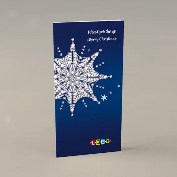 Kartka świąteczna z logo BN3-022 Perłowy kryształ śniegu, przód
