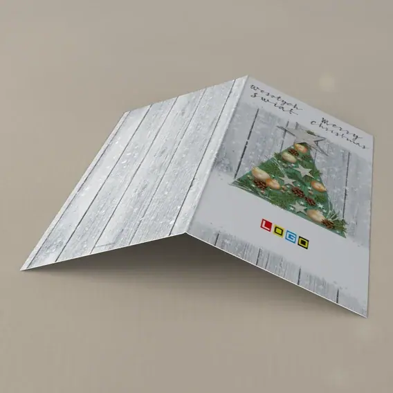 Kartka świąteczna z logo BN3-025 Jodła w złotych bombkach, tył