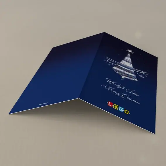 Kartka świąteczna z logo BN3-028 Pędzel na granacie, tył