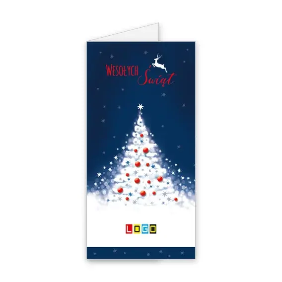 Kartka świąteczna z logo BN3-035 Skok renifera nad gwiazdami, okładka