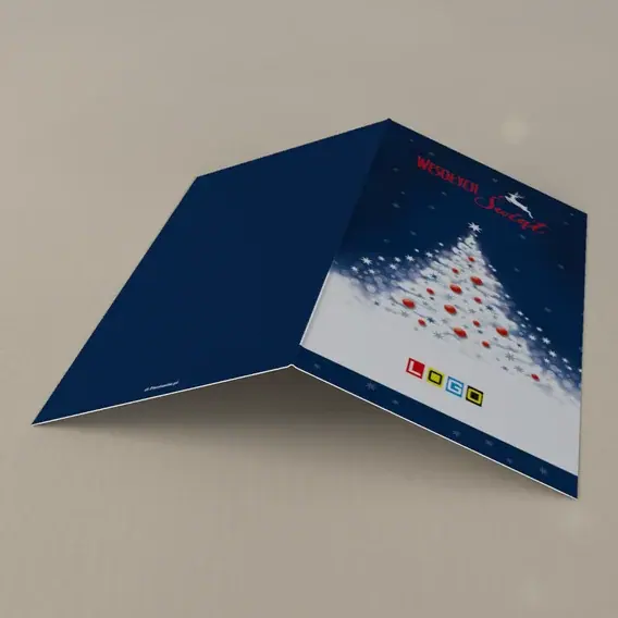 Kartka świąteczna z logo BN3-035 Skok renifera nad gwiazdami, tył