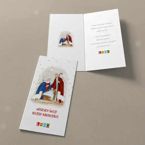 Kartka świąteczna z logo BN3-044 Betlejem w złotych punktach, widok ogólny
