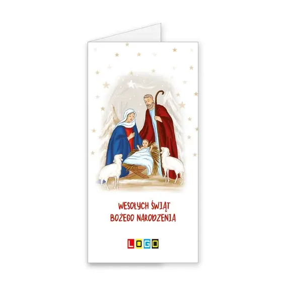 Kartka świąteczna z logo BN3-044 Betlejem w złotych punktach, okładka