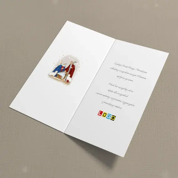 Kartka świąteczna z logo BN3-044 Betlejem w złotych punktach, wnętrze