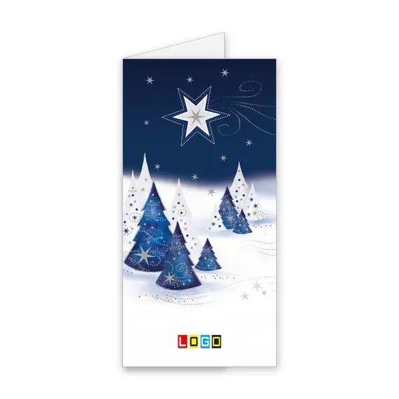 Kartka świąteczna z logo BN3-045 Srebrna kometa nad lasem, okładka