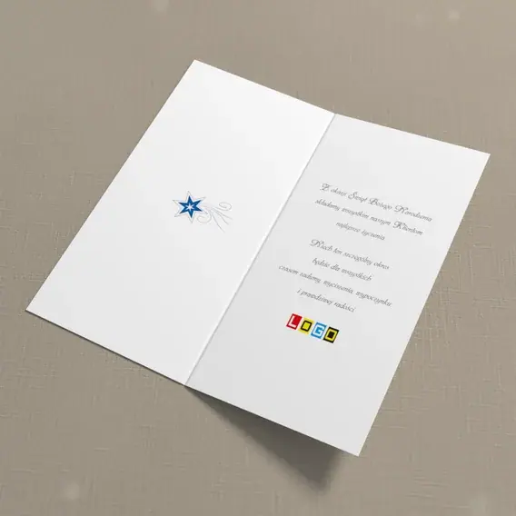 Kartka świąteczna z logo BN3-045 Srebrna kometa nad lasem, wnętrze