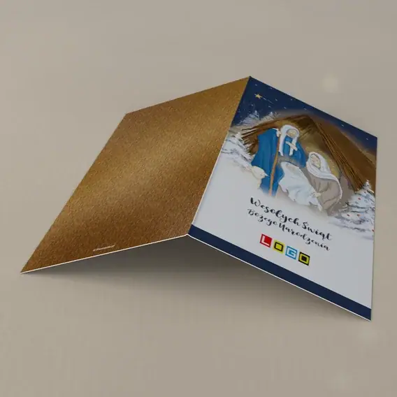 Kartka świąteczna z logo BN3-057 Noc w szopie z Dzieciątkiem, tył