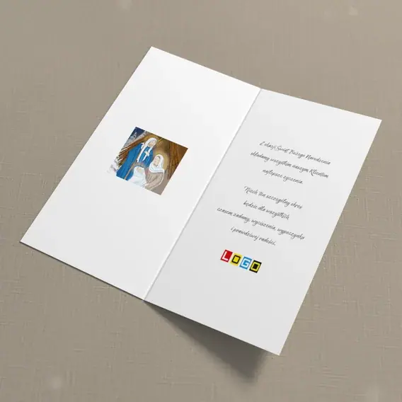 Kartka świąteczna z logo BN3-057 Noc w szopie z Dzieciątkiem, wnętrze