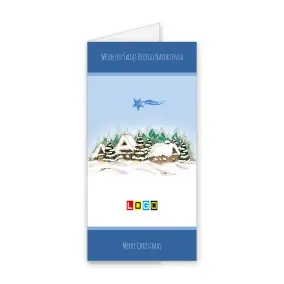 BN3-058 Chaty w błękitnych pasach · Okładka Kartka świąteczna z logo BN3-058 Chaty w błękitnych pasach, okładka