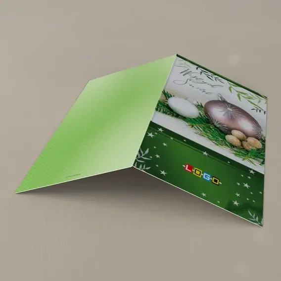 Kartka świąteczna z logo BN3-062 Pastelowe ozdoby na gałązkach, tył