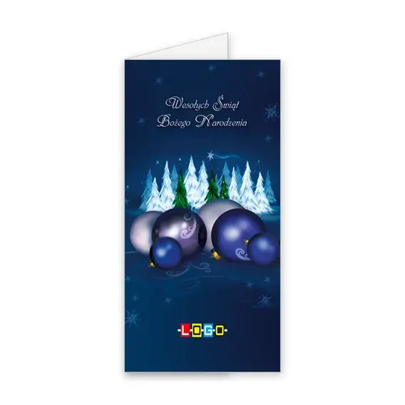 Kartka świąteczna z logo BN3-066 Granatowy las pod śniegiem, okładka