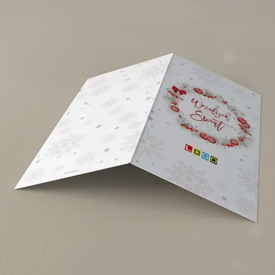 Kartka świąteczna z logo BN3-067 Krąg ze szronu i wstążki, tył