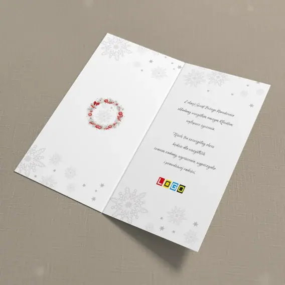 Kartka świąteczna z logo BN3-067 Krąg ze szronu i wstążki, wnętrze