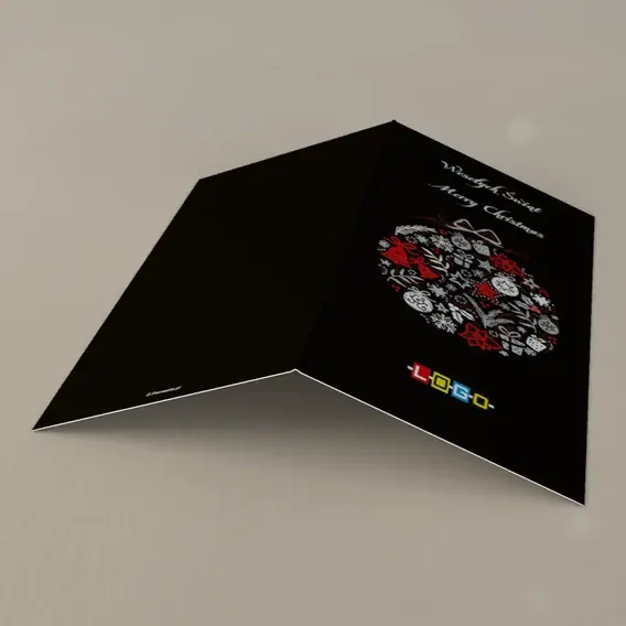 Kartka świąteczna z logo BN3-073 Piktogramy w kształcie kuli, tył