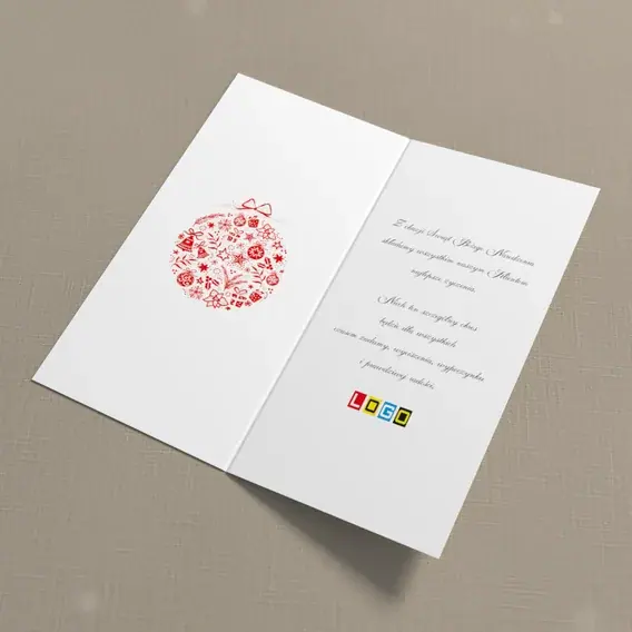 Kartka świąteczna z logo BN3-073 Piktogramy w kształcie kuli, wnętrze