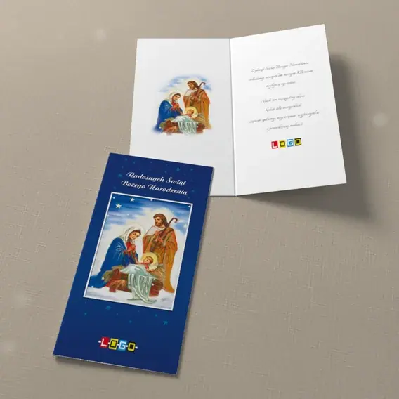 Kartka świąteczna z logo BN3-074 Żłóbek pod rozgwieżdżonym niebem, widok ogólny