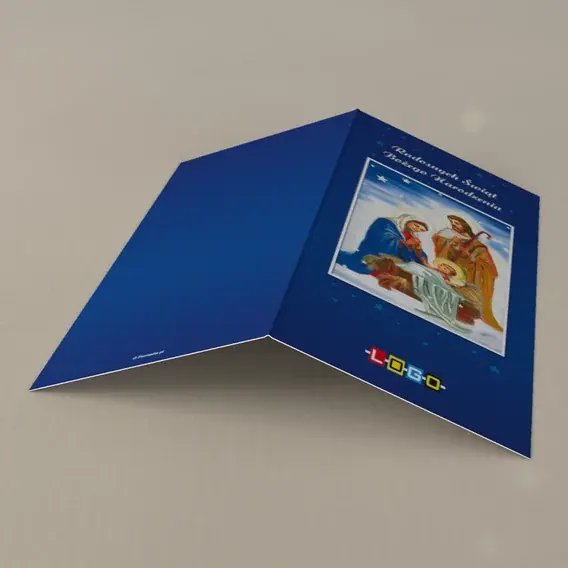 Kartka świąteczna z logo BN3-074 Żłóbek pod rozgwieżdżonym niebem, tył