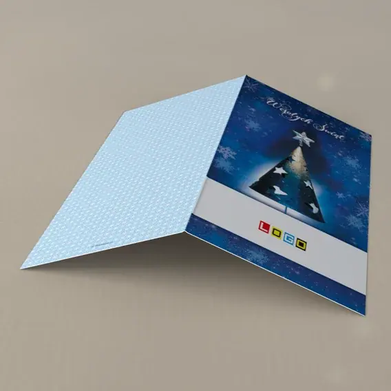 Kartka świąteczna z logo BN3-076 Ażurowa choinka ze światłem, tył