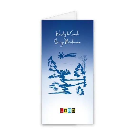 Kartka świąteczna z logo BN3-079 Kometa nad namalowaną wsią, okładka