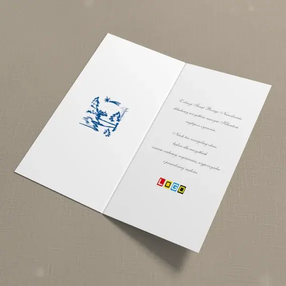 Kartka świąteczna z logo BN3-079 Kometa nad namalowaną wsią, wnętrze
