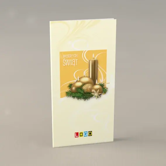 Kartka świąteczna z logo BN3-082 Płomień na pomarańczowym kwadracie, przód