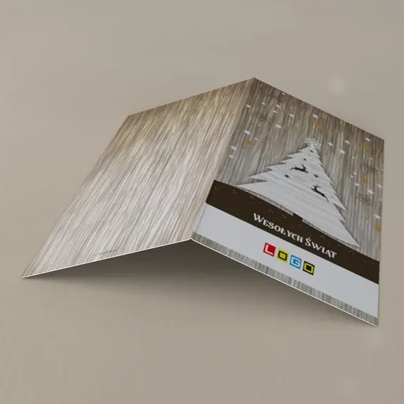 Kartka świąteczna z logo BN3-084 Skaczące renifery w bieli, tył