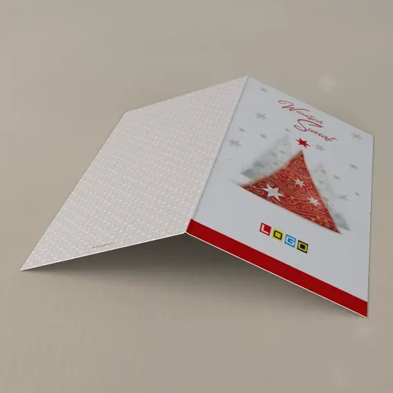 Kartka świąteczna z logo BN3-085 Szkarłatna jodła i srebrny cień, tył