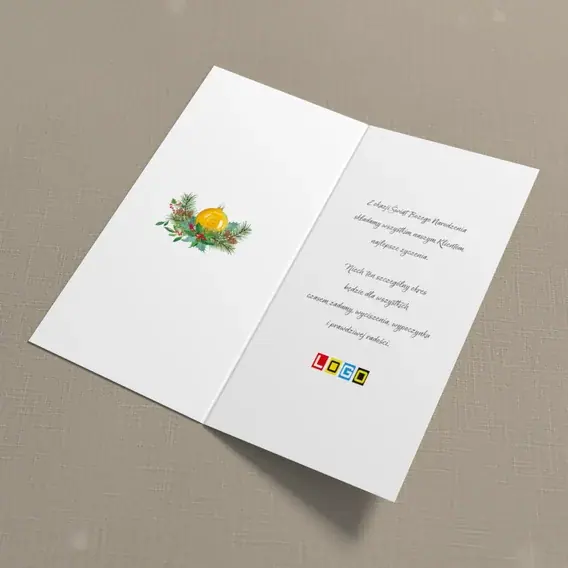 Kartka świąteczna z logo BN3-087 Słoneczna kula wśród jodły, wnętrze