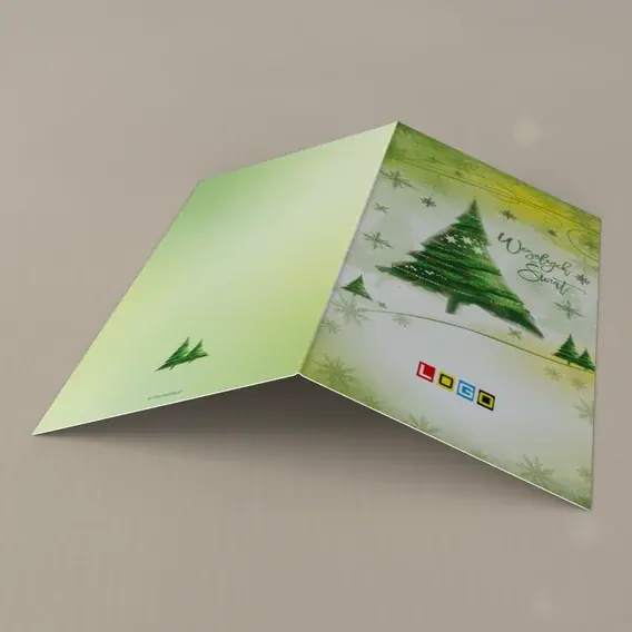 Kartka świąteczna z logo BN3-088 Czerwone paciorki na jodełce, tył