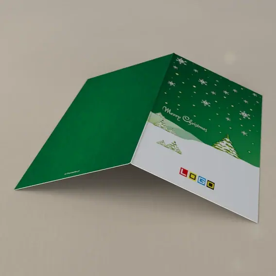 Kartka świąteczna z logo BN3-092 Szmaragdowe niebo i zaspy, tył