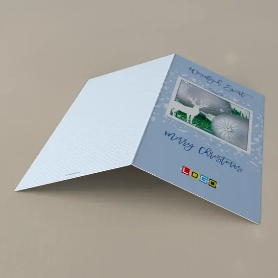Kartka świąteczna z logo BN3-096 Lazurowy kadr z rogaczem, tył