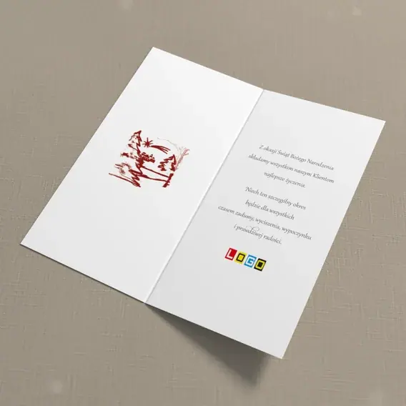 Kartka świąteczna z logo BN3-102 Kometa nad ciepłą osadą, wnętrze