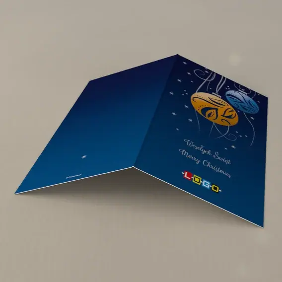 Kartka świąteczna z logo BN3-107 Para ozdób na skręconych nitkach, tył