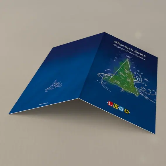 Kartka świąteczna z logo BN3-108 Rozlana akwarela jodły, tył