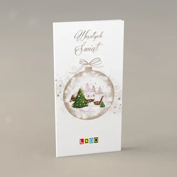 Kartka świąteczna z logo BN3-109 Miniaturowa zima w kuli, przód