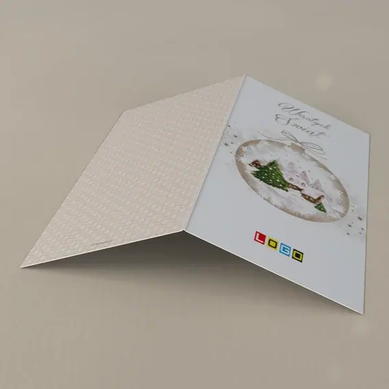 Kartka świąteczna z logo BN3-109 Miniaturowa zima w kuli, tył