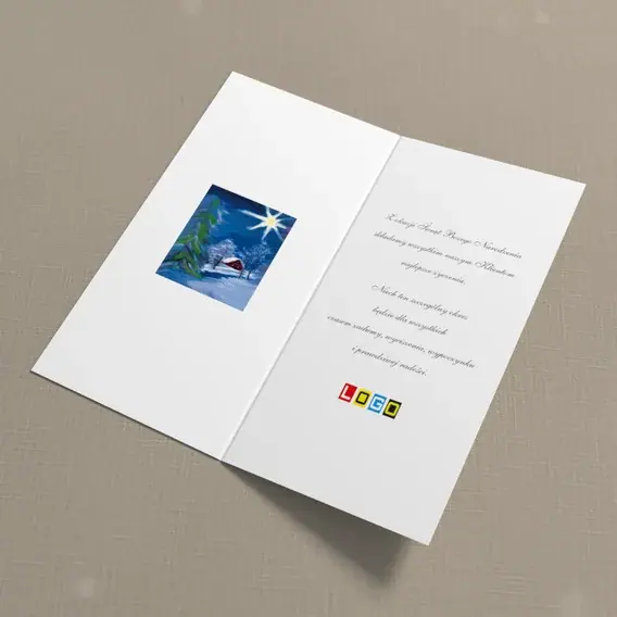 Kartka świąteczna z logo BN3-110 Obraz z gwiazdą w paskach, wnętrze