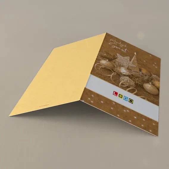 Kartka świąteczna z logo BN3-111 Płomień w złotym brązie, tył