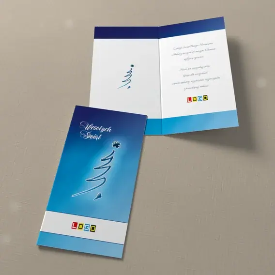 Kartka świąteczna z logo BN3-112 Jodła zwinięta z tasiemki, widok ogólny