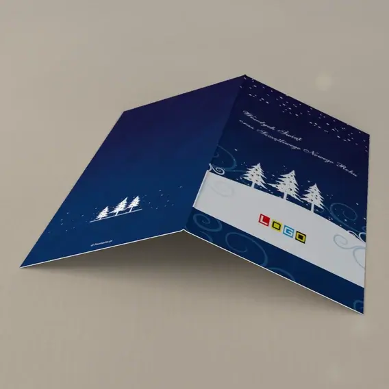Kartka świąteczna z logo BN3-113 Nocne niebo i trzy jodełki, tył