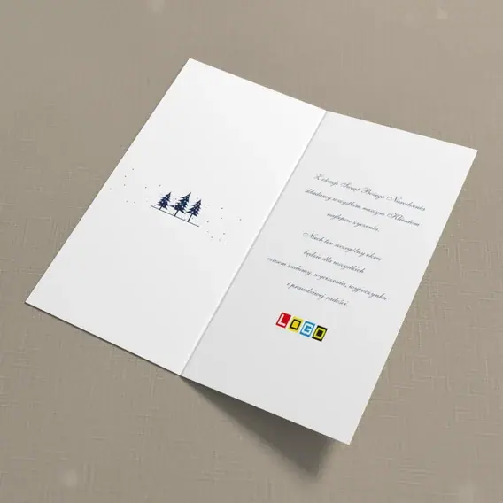 Kartka świąteczna z logo BN3-113 Nocne niebo i trzy jodełki, wnętrze