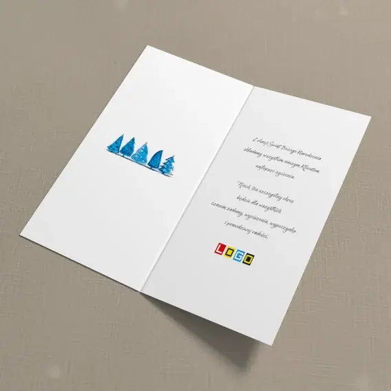 Kartka świąteczna z logo BN3-115 Piątka jodeł z farb, wnętrze