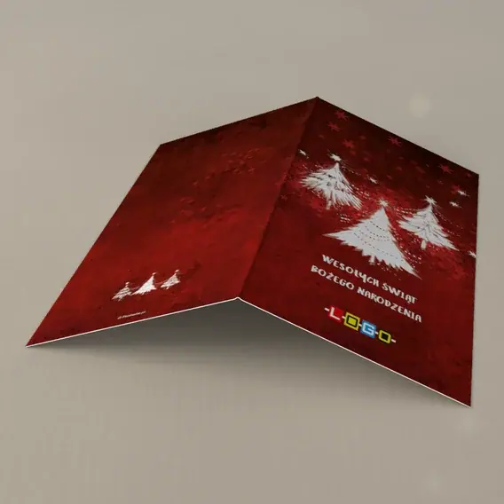 Kartka świąteczna z logo BN3-117 Pędzel na rubinowym płótnie, tył