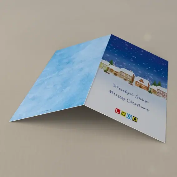 Kartka świąteczna z logo BN3-122 Pierniczkowe dachy w śnieżycy, tył